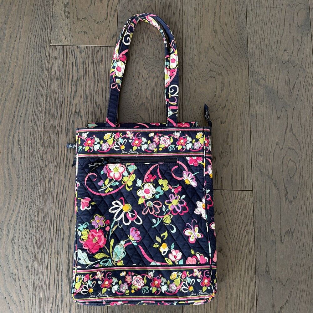 Vera Bradley Laptop Travel Tote Bag Checkpoint Friendly Ribbons Floral 11”x14”